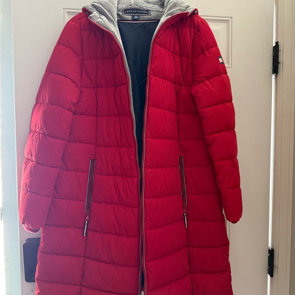 Tommy Hilfiger Red Puffer Coat with Hood